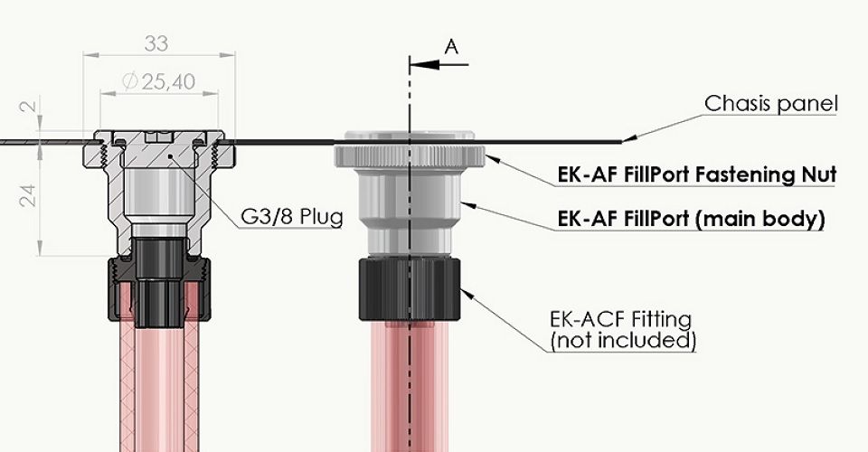 EK AF 27mm G1/4 FillPort - Black Feature 1