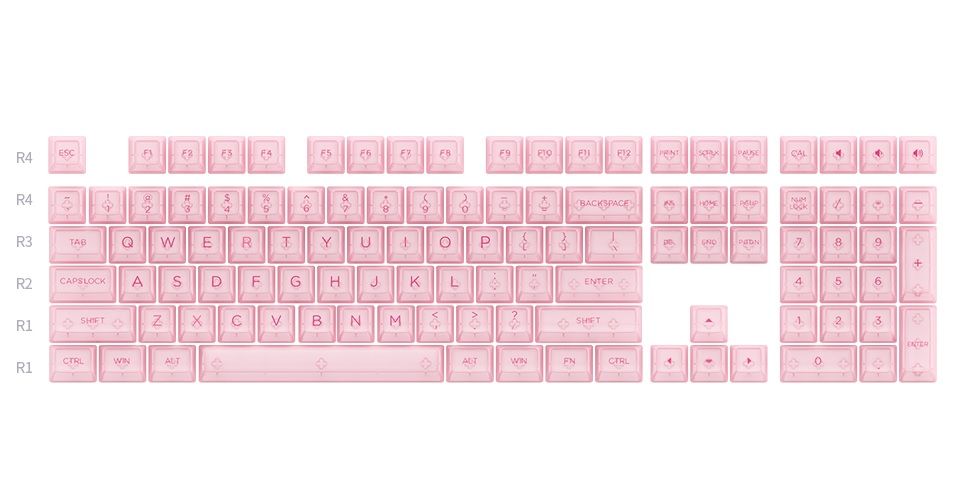 Akko ASA Profile Clear Transparent Pink Keycap Set - 155 Keys Feature 1