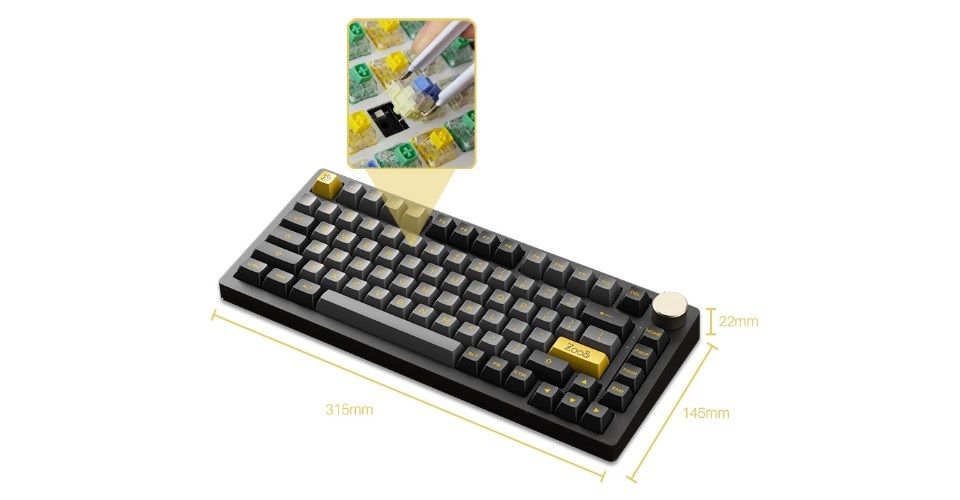 Buy Akko PC75B Plus Black/Gold Wireless RGB Hot-Swap Crystal