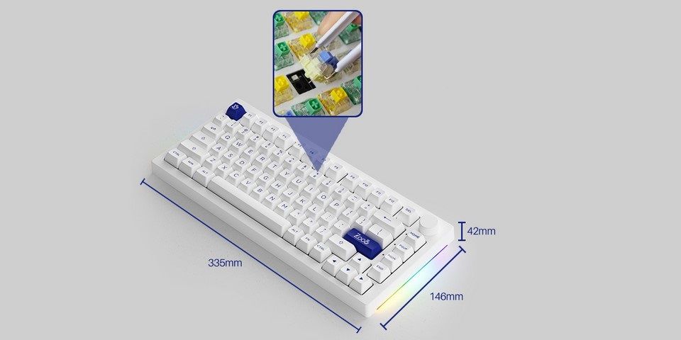 Akko 5075B Plus Blue on White Multi-Mode RGB Hot-Swap Haze Pink Silent Switch Keyboard Feature 6