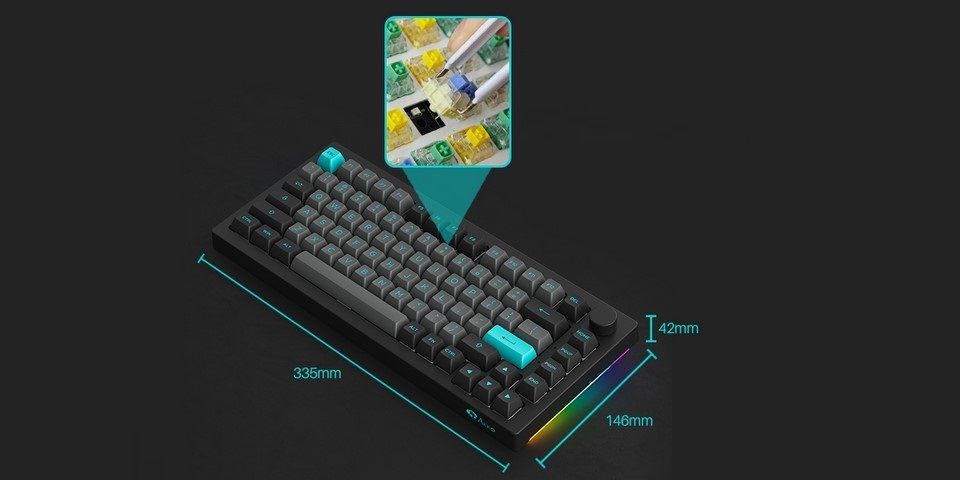 Akko 5075B Plus Black&Cyan Multi-Mode CS Silver Keyboard Feature 7