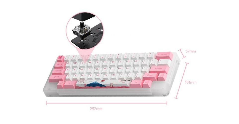 Akko ACR59-World Tour Tokyo CS Jelly Pink Switch Cherry Profile PBT Dye-Sub RGB Mechanical Keyboard - White Feature 5