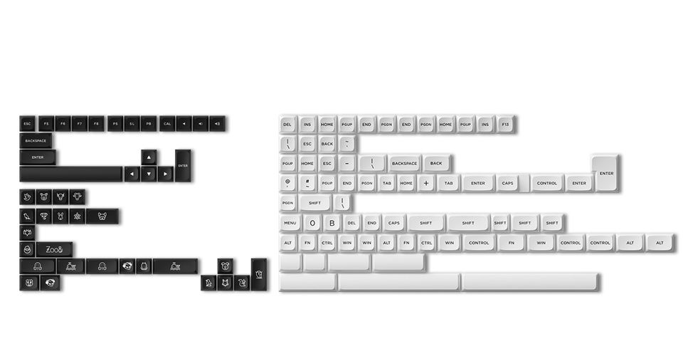 Akko MDA Profile Black on White Keycap Set - 227 Keys Feature 2