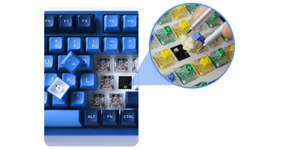 Akko 3098B Ocean Star Multi-Mode V3 Cream Yellow Pro Switch Cherry Profile Double-Shot PBT RGB Mechanical Keyboard Feature 3