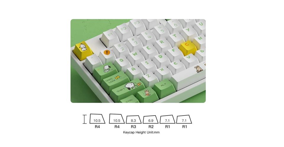 Akko Pochacco 5108B Plus V3 Cream Yellow Pro Switch OEM Profile PBT Dye-Sub RGB Mechanical Keyboard - Green Feature 3