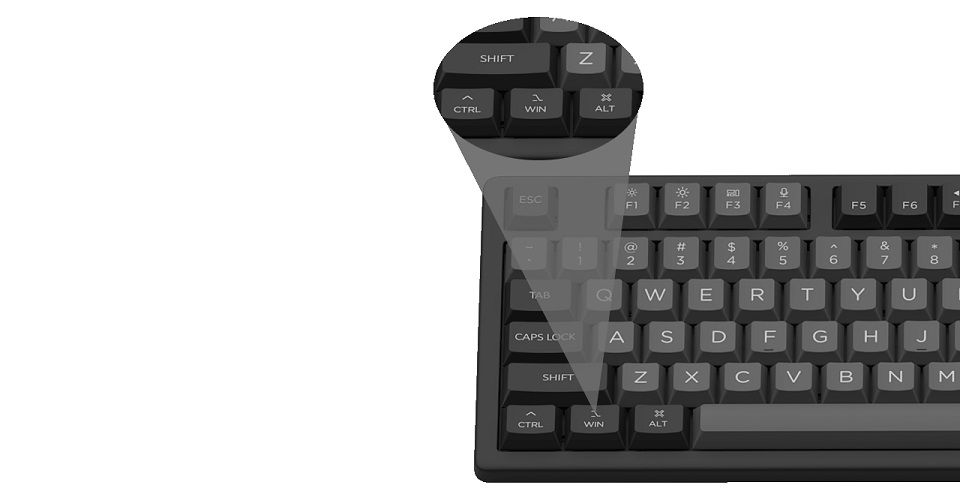 MonsGeek MX108 Wireless Keyboard & Mouse Combo - Black&Silver Feature 1
