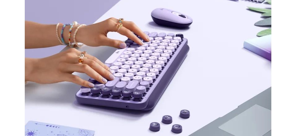 Logitech Pop Keys Wireless Mechanical Keyboard - Cosmos Lavender Feature 2