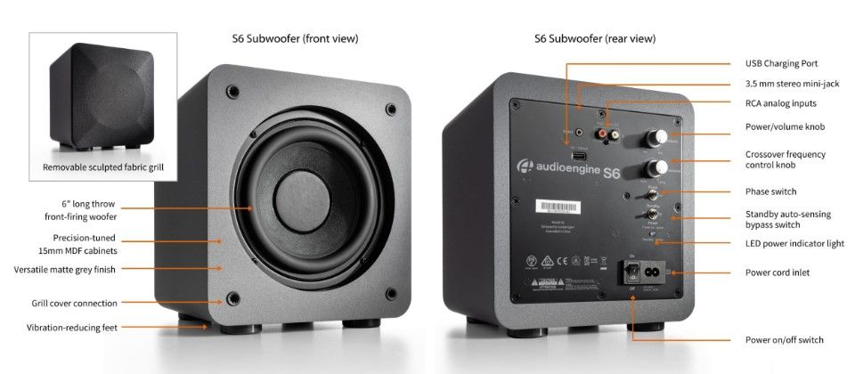 Audio engine S6 Powered Subwoofer - Black Feature 1