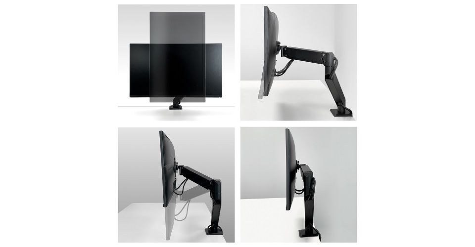 Arctic X1-3D Desk Mount Gas Spring Monitor Arm - Matt Black Feature 1
