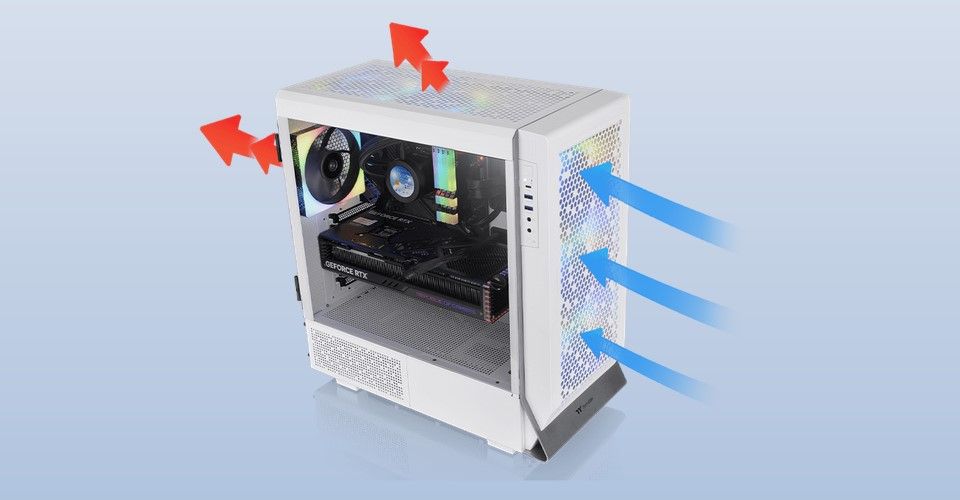 Thermaltake Ceres 500 Tempered Glass Mid Tower E-ATX Case - Snow White Feature 5