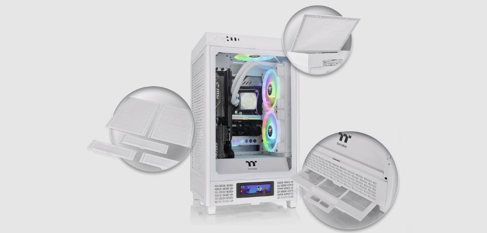 Thermaltake The Tower 200 Tempered Glass Mini Tower Chassis - Snow White Feature 5