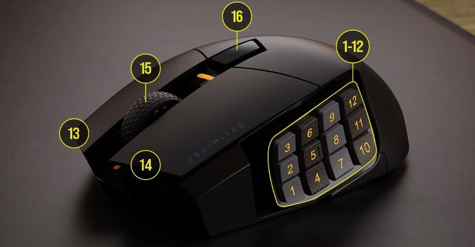 Corsair Scimitar Elite Wireless MMO Gaming Mouse Feature 1