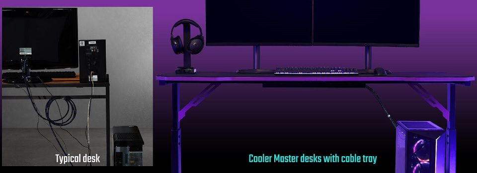 Cooler Master GD160 Gaming Desk - Black/Purple Feature 2