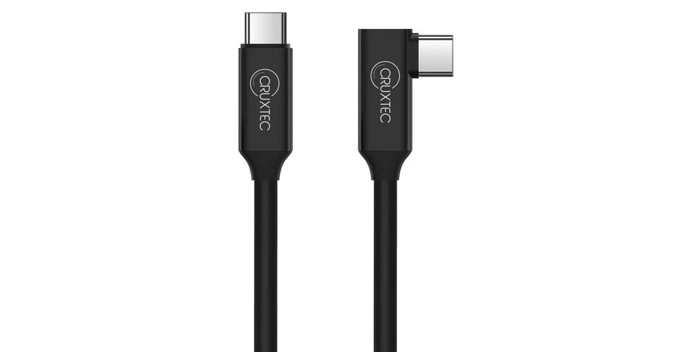 Cruxtec VCC-03-BK 3m USB-C to USB-C 90 Degree Angle VR Cable - Black Feature 1