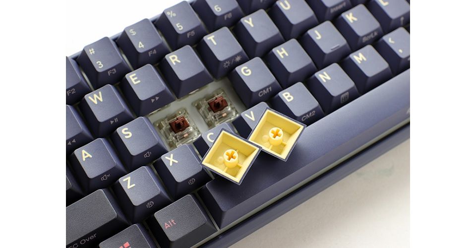 Ducky One 3 Mini Cherry MX Blue Switch RGB LED Seamless Double Shot PBT Hot-Swappable Mechanical Keyboard - Cosmic Feature 1