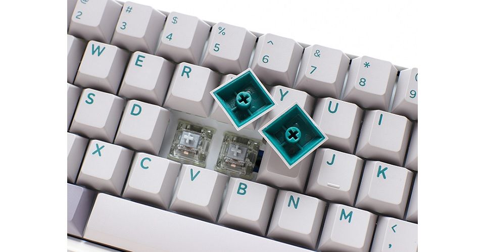 Ducky One 3 Mini Cherry MX Blue Switch RGB LED Seamless Double Shot PBT Hot-Swappable Mechanical Keyboard - Mist Grey Feature 1