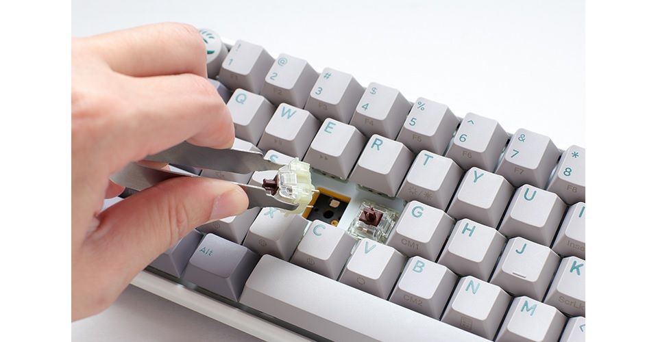 Ducky One 3 Mini Cherry MX Ergo Clear Switch PBT Seamless Double-Shot Keycaps RGB LED Hot-Swappable Mechanical Keyboard - Mist Grey Feature 4