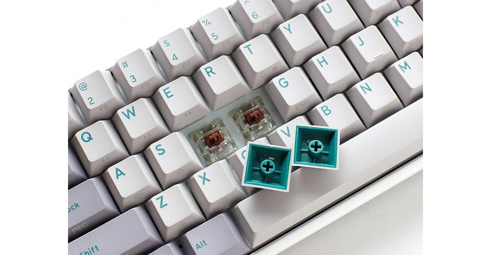 Ducky One 3 SF Cherry MX Brown Switch RGB LED Seamless Double Shot PBT Hot-Swappable Mechanical Keyboard - Mist Grey Feature 1