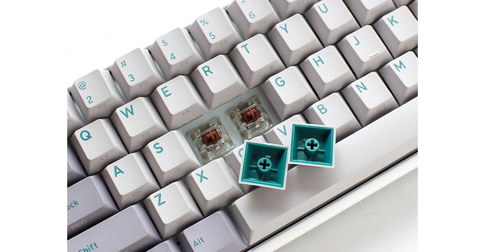 Ducky One 3 SF Cherry MX Blue Switch RGB LED Seamless Double Shot PBT Hot-Swappable Mechanical Keyboard - Mist Grey Feature 1