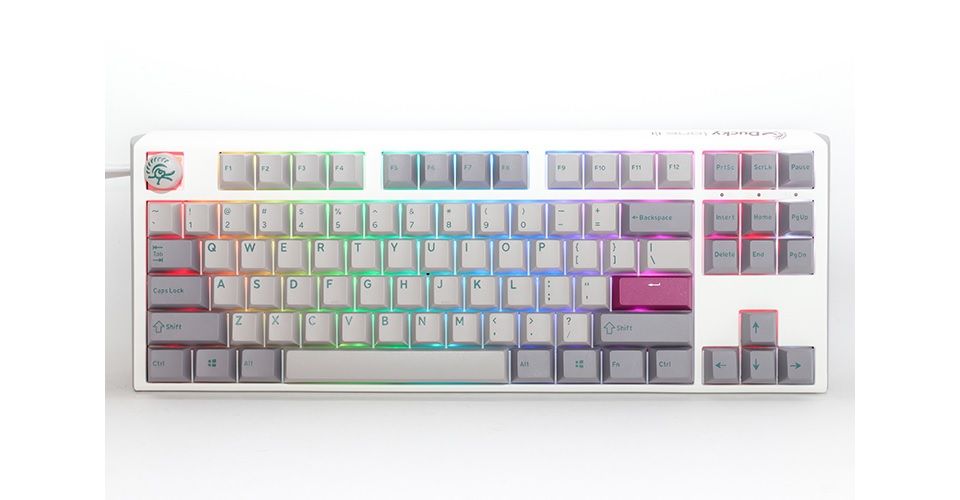 Ducky One 3 TKL  Cherry MX Blue Switch RGB LED Seamless Double Shot PBT Hot-Swappable Mechanical Keyboard - Mist Grey Feature 5