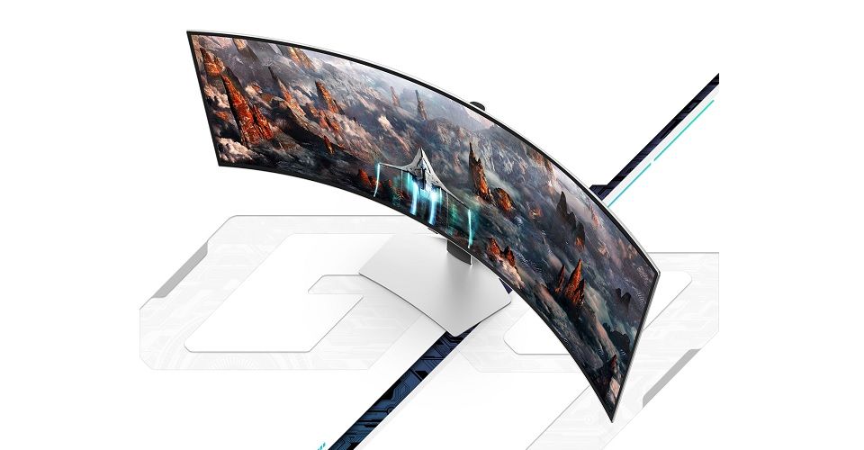 Samsung Odyssey G93SC 32:9 DQHD 240Hz OLED 49-inch Curved Gaming Monitor - Silver Feature 1