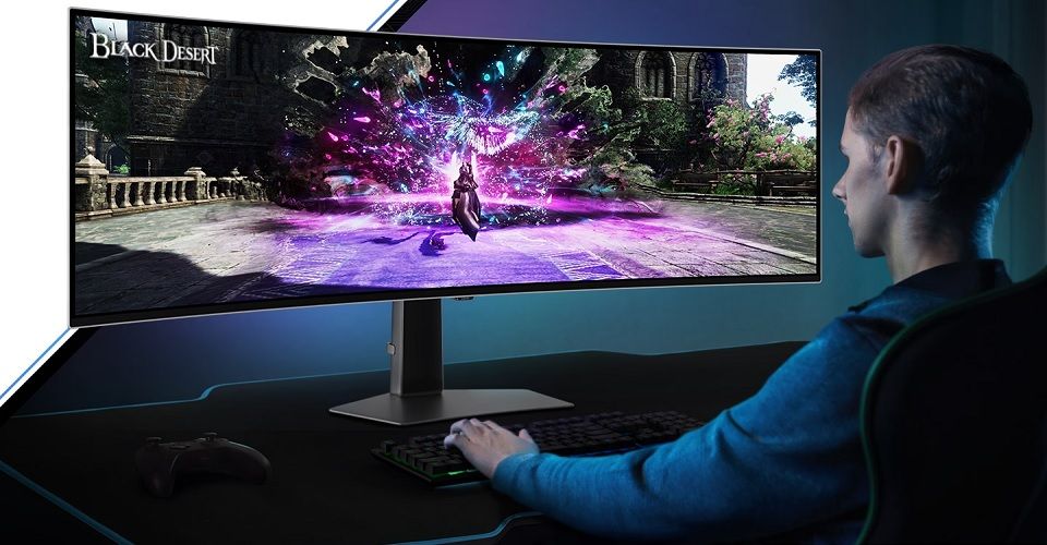 Samsung Odyssey G93SC 32:9 DQHD 240Hz OLED 49-inch Curved Gaming Monitor - Silver Feature 2