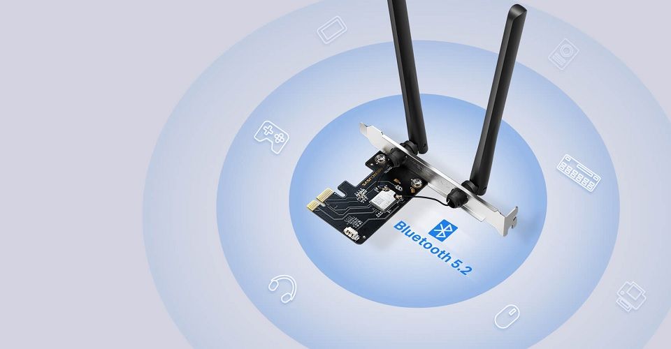 Mercusys MA86XE AXE5400 Wi-Fi 6E Bluetooth 5.2 PCIe Adapter Feature 5