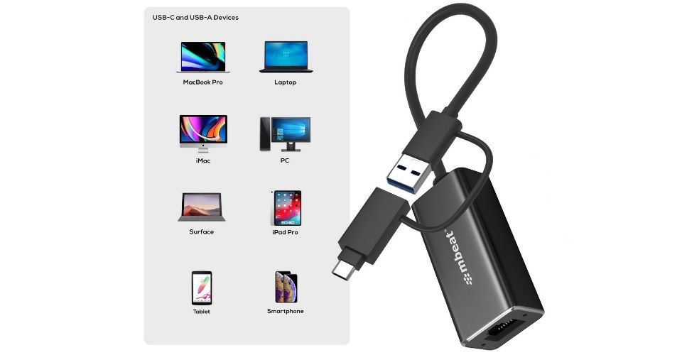 mbeat USB 3.1 Gigabit LAN Adapter with USB-C Converter Feature 4