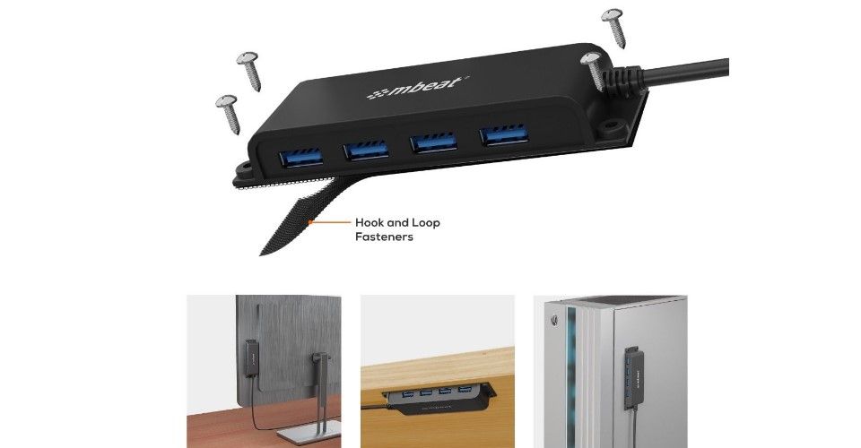 mbeat Mountable 4-Port USB-C Hub Feature 1