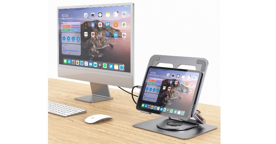 mbeat Stage S12 Rotating Laptop Stand with USB-C Docking Station Feature 4