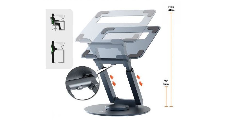 Mbeat Stage S9 360 Degrees Rotating Laptop Stand with Telescopic Height Adjustment Feature 2