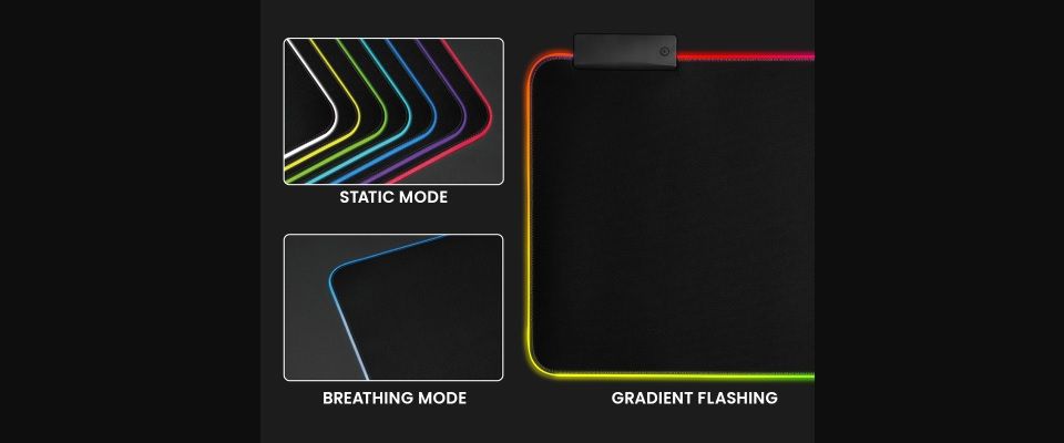 Brateck RGB Gaming Mouse Pad with 4-Port USB Hub - Black Feature 1