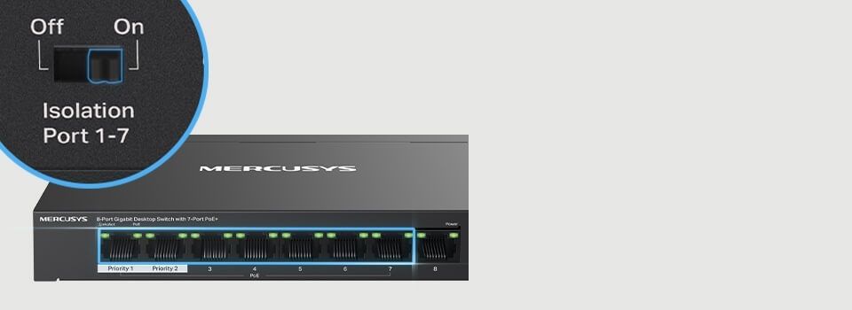 Mercusys 8-Port Gigabit Desktop Switch with 7-Port PoE+ Feature 3