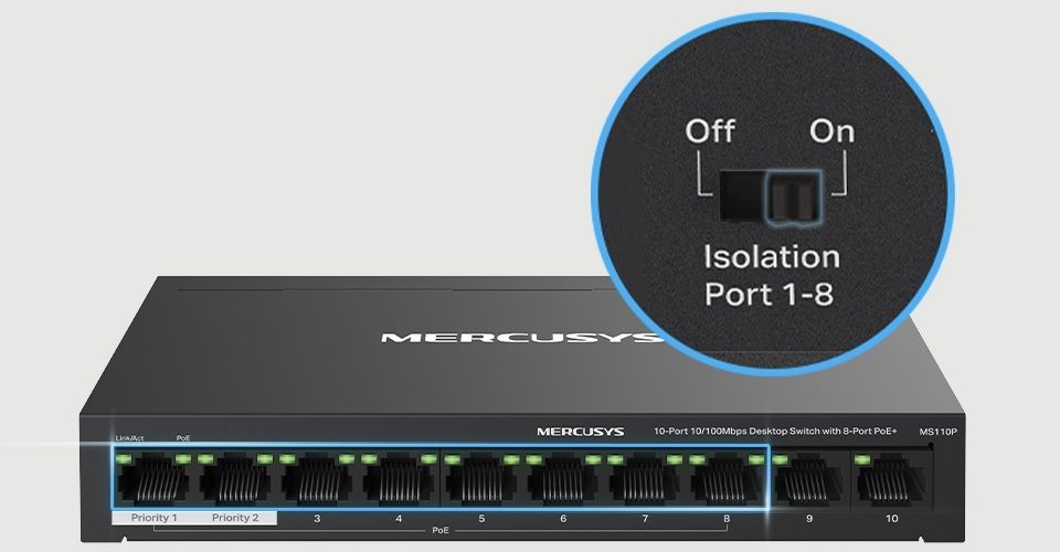 Mercusys MS110P 10-Port 10/100Mbps Desktop Switch Feature 2