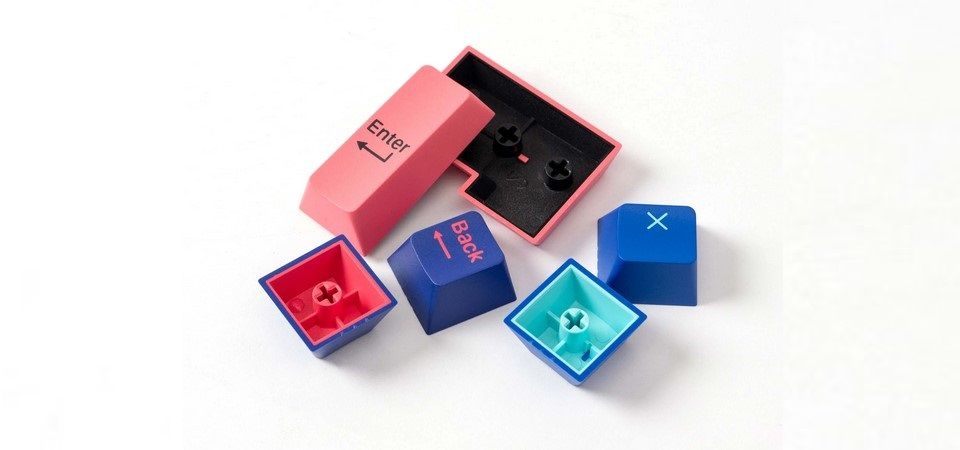 Keychron Cherry Profile Double-Shot PBT Full Set Keycaps - Player / Blue and Pink Feature 3