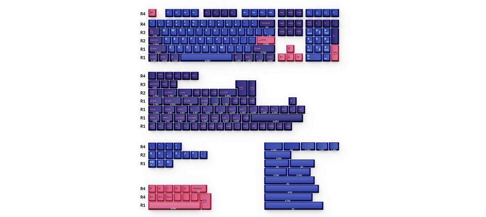 Keychron Cherry Profile Double-Shot PBT Full Set Keycaps - Player / Blue and Pink Feature 5