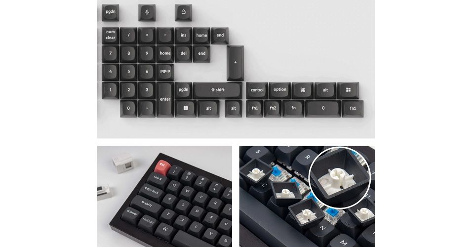 Keychron Double-Shot OSA PBT Keycap Full Keycap Set - Black on White Feature 1