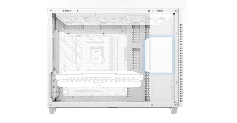 ASUS Prime AP201 MicroATX Tempered Glass Case - White Feature 1