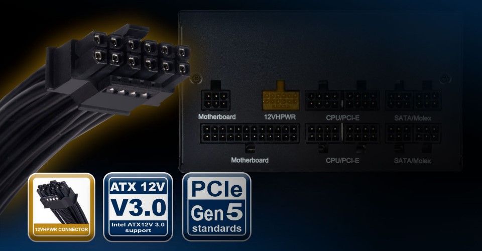 SilverStone DA750R-GM 750W Gold ATX 3.0 PCIe 5 Power Supply - Black Feature 1
