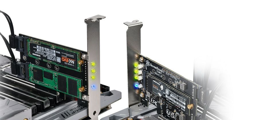 SilverStone 1x NVMe & 2x SATA M.2 SSD to PCI-Ex4 Adapter Card Feature 1