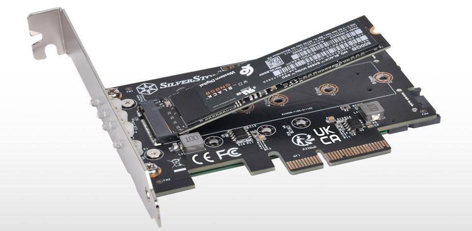 SilverStone 1x NVMe & 2x SATA M.2 SSD to PCI-Ex4 Adapter Card Feature 2