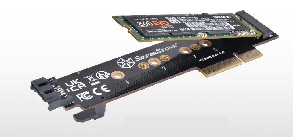 SilverStone 1x NVMe & 1x SATA M.2 SSD to PCI-Ex4 1U Adapter Card Feature 3