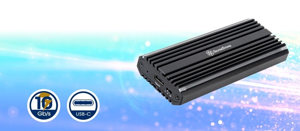 Silverstone USB-C 3.2 Gen2 NVMe / SATA M.2 SSD RGB Enclosure  Feature 1