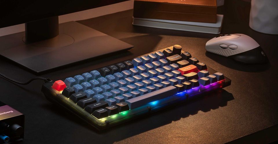 Keychron V1 QMK 75% Custom Hot-Swappable Fully Assembled Knob Version Brown Switch Mechanical Keyboard - Frosted Black Feature 3