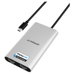 mbeat USB-C Dual 4K HDMI DisplayLink Adapter with 90W PD