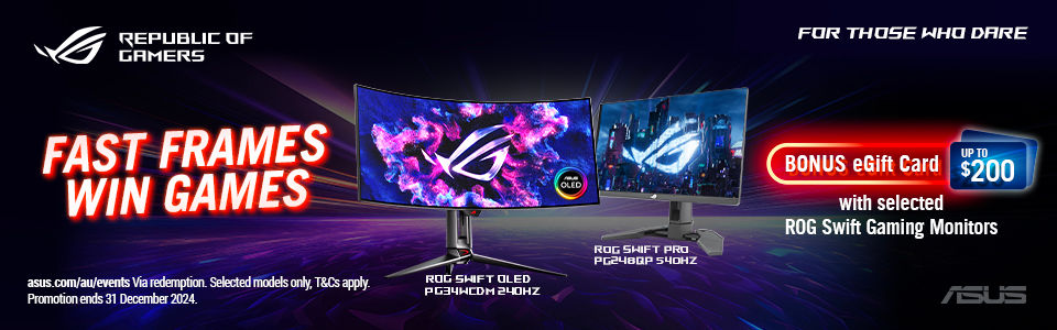 Asus ROG Swift Gaming Monitors 'Fast Frames Win Games' E-Gift Card Promotion